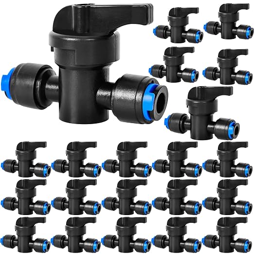 20 Pack 1/4" Drip Irrigation Shut Off Valve, Quick Connect Universal Drip Irrigation Tubing Coupling Valve, Connector Locking Fitting for Sprinkler or Drip Irrigation System Parts & Connectors