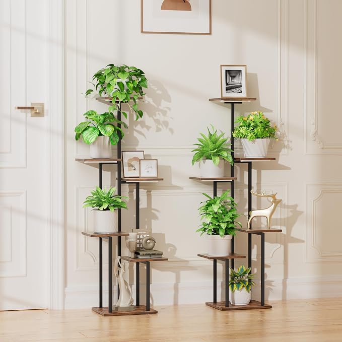 Plant Stand Indoor with Grow Light - 2 Pack Metal Plant Shelf for Indoor Plants Multiple, 6 Tiered Corner Plant Stand Shelves, Plant Rack Display Flower Holder for Living Room Patio Balcony Décor