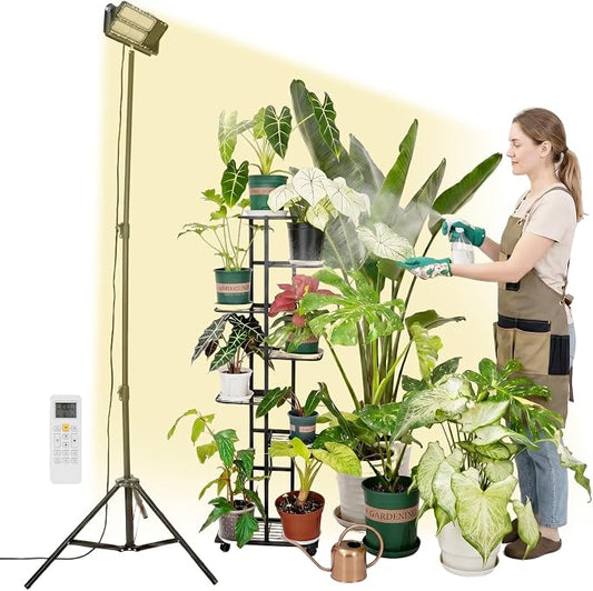 SANSI Grow Lights for Indoor Plants, 100W Dimmable Plant Lights for Indoor Growing, IP65 Full Spectrum High PPFD 38"-80" Adjustable Tall Standing Grow Light with Auto On/Off Timer Remote Control