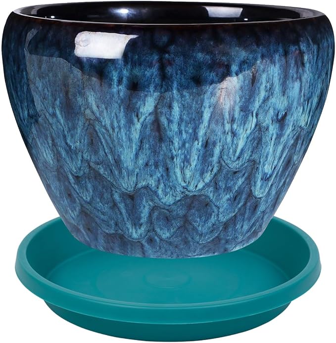 NIMYAU Plant Saucers 10 Inch Round 2 Pack Plastic Heavy Duty Drip Trays for Indoor Outdoor Use