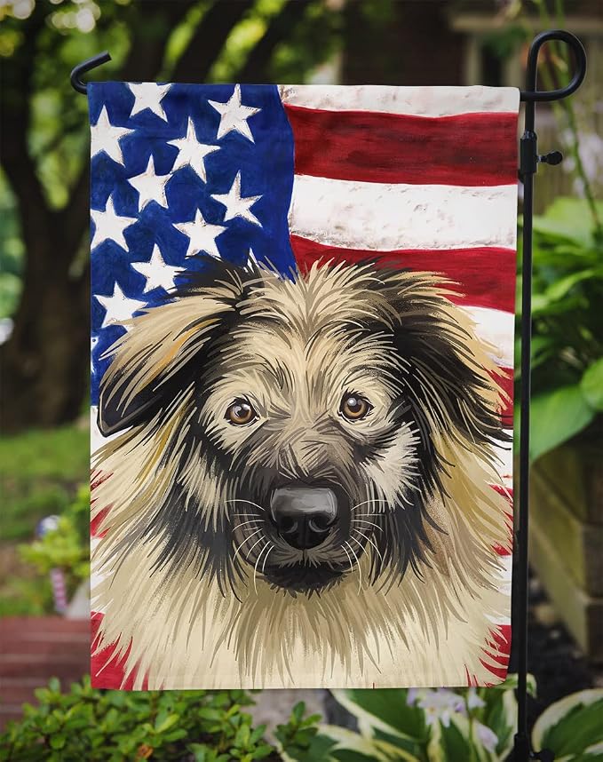 Caroline's Treasures CK6587GF Karst Shepherd American Flag Garden Flag Mailbox Flag Decorative Yard Flag Banner Outside Patio Artwork Yard Flower Beds, Garden Size, Multicolor