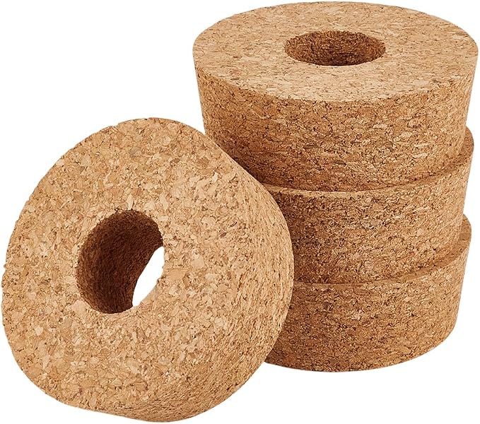 OLYCRAFT 4 Pack Cork Lids for Glass Planters 3.1~3.4 Inch Hydroponic Lids 1.2 Inch Thick Terrarium Cork Covers with 1.2 Inch Hole Natural Cork Stoppers for Hydroponic Plant Propagation Growing Vases