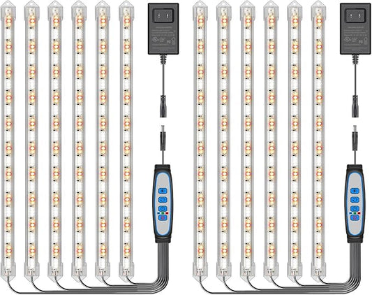 Kullsinss Under Cabinet Grow Light Strip, 36W 360LEDs Grow Lights for Indoor Plant Full Spectrum 660nm/3000K/6000K Grow Lamp with 6/12/16H Timer, 3 Spectrum Modes, 5 Brightness Levels (6 Bars/2 Pack)