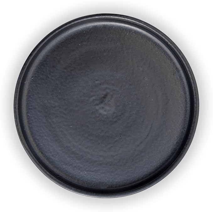 13.5 Inch Plant Saucer (Ceramic) - Round Black Flower Pot Tray - Handcrafted, Durable Planter Base