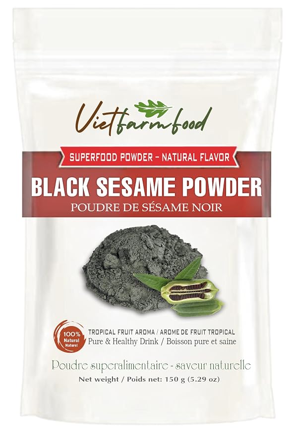 BLACK SESAME POWDER 5.29 oz (150g) VIETFARMFOOD: Pure freeze-dried vegetable powder, made from real vegetables with no added sugar - Perfect for daily nutrition to keep your body full of vitality