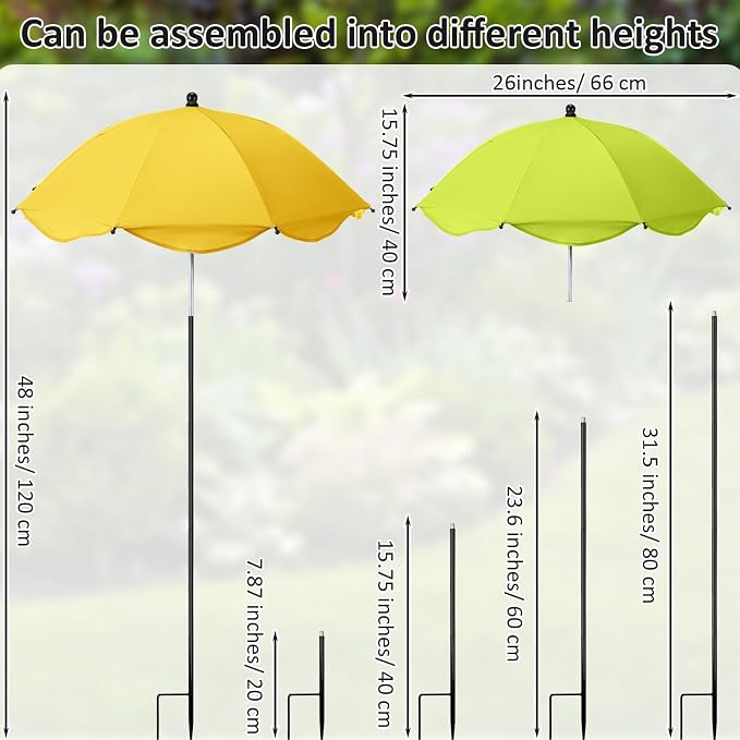 2pcs 26 Inch Plant Umbrellas for Outdoor Plants Garden Umbrella Shade for Potted Plant, Garden Bed Flower Pot Provide Shade to ‌defend Blazing Sun (Yellow,Green)