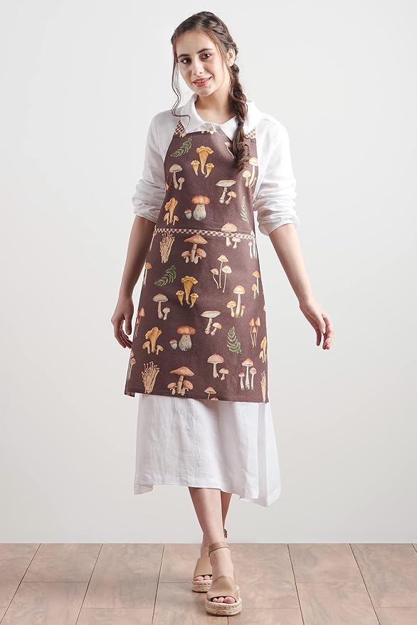 Maison d' Hermine Aprons for women with Pocket 100% Cotton (27.50"x31.50") | Adjustable Neck Strap & long ties Apron Men Chef Wedding Cooking Gardening Server Maid