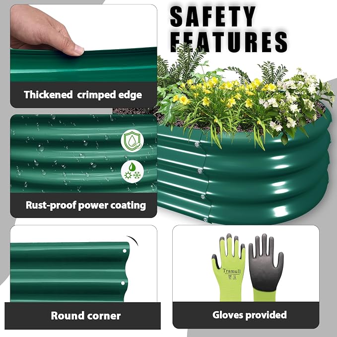 2 Pack 6x3x1ft Raised Garden Bed, 12" Tall Galvanized Metal Raised Beds for Gardening, Rust Resistant Elevated Garden Bed, Planters Box Kit for Outdoor Plants Vegetables Flowers Herbs Tomatoes, Green