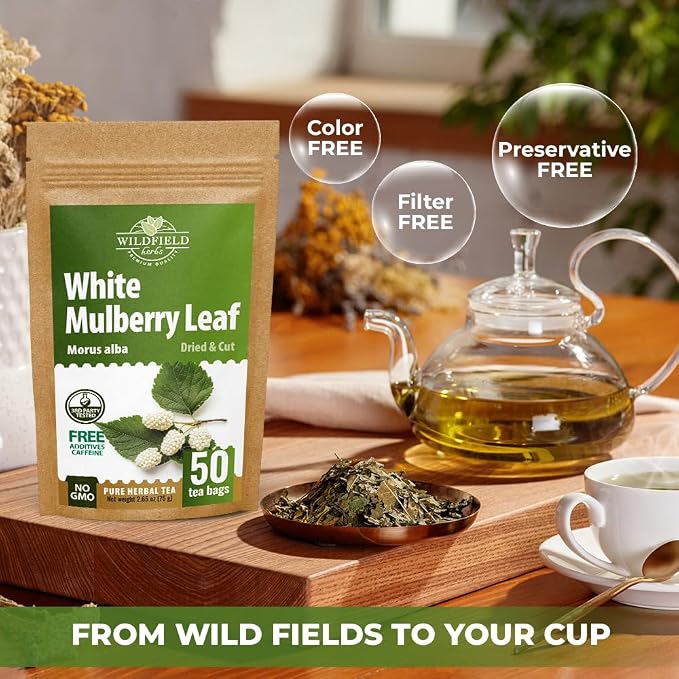 50 Bags White Mulberry Tea Mulberry Leaf Herbal Tea (Morus Alba) - 50 Count 1.5g Bags Herb Hoja De Morera