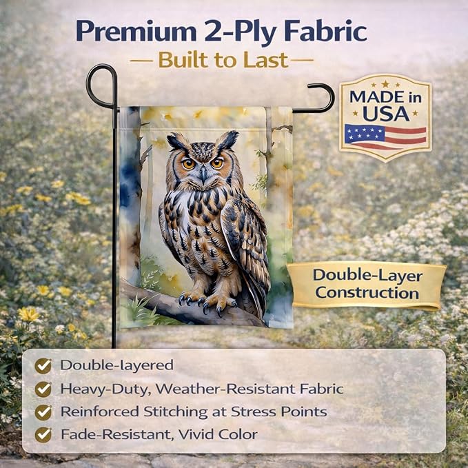 Caroline's Treasures Eurasian Eagle Owl Garden Flag Mailbox Flag Decorative Yard Flag Banner Outside Patio Artwork Yard Flower Beds, Garden Size, Multicolor