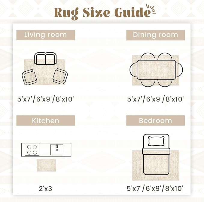 2x8 Washable Runner Rug: Moroccan Geometric Boho Rug Farmhouse Non Slip Stain Resistant Rugs Low Pile Soft Carpet for Porch Kitchen Laundry Room Living Room Bedroom (Beige,2'x8')