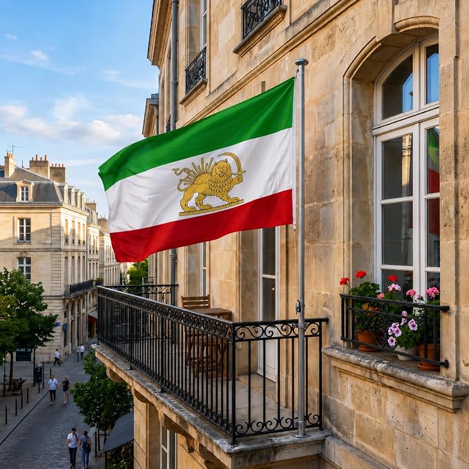 AhfuLife Iran Lion Flag 3ft x 5ft for Party Decorations, 2Pcs Large Iran Flags with Lion Double Sided Durable Polyester with Brass Eyelets for World Cup Home Garden Street Decorations Indoor Outdoor