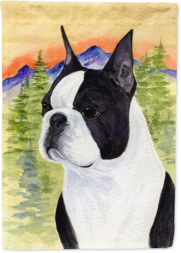 Caroline's Treasures SS8187GF Boston Terrier Garden Flag Mailbox Flag Decorative Yard Flag Banner Outside Patio Artwork Yard Flower Beds, Garden Size, Multicolor