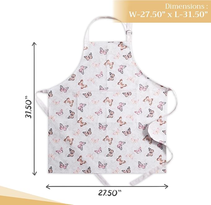 Maison d' Hermine Aprons for women with Pocket 100% Cotton (27.50"x31.50") | Adjustable Neck Strap & long ties Apron Men Chef Wedding Cooking Gardening Server Maid