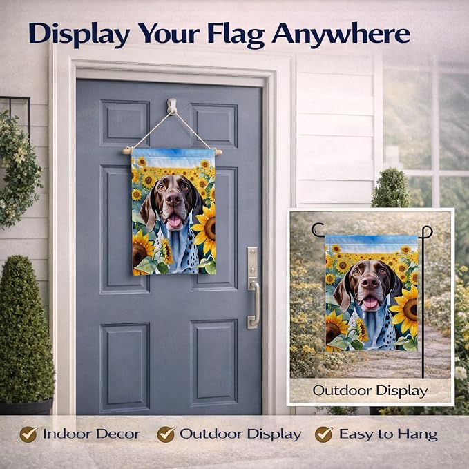 Caroline's Treasures DAC6085GF German Shorthaired Pointer in Sunflowers Garden Flag Mailbox Flag Decorative Yard Flag Banner Outside Patio Artwork Yard Flower Beds, Garden Size, Multicolor