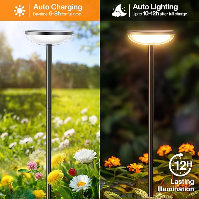 ELECLINK Solar Pathway Lights Outdoor, 2 Pack Tall Solar Garden Lights Outdoor Waterproof for Yard Flower Bed Patio Path Walkway Driveway Outside Decor Landscape Lighting
