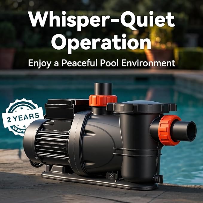 LEO 2HP In/Above Ground Pool Pump with Timer High Flow Powerful Self Priming Pool Pump, 115V 7350GPH, Black