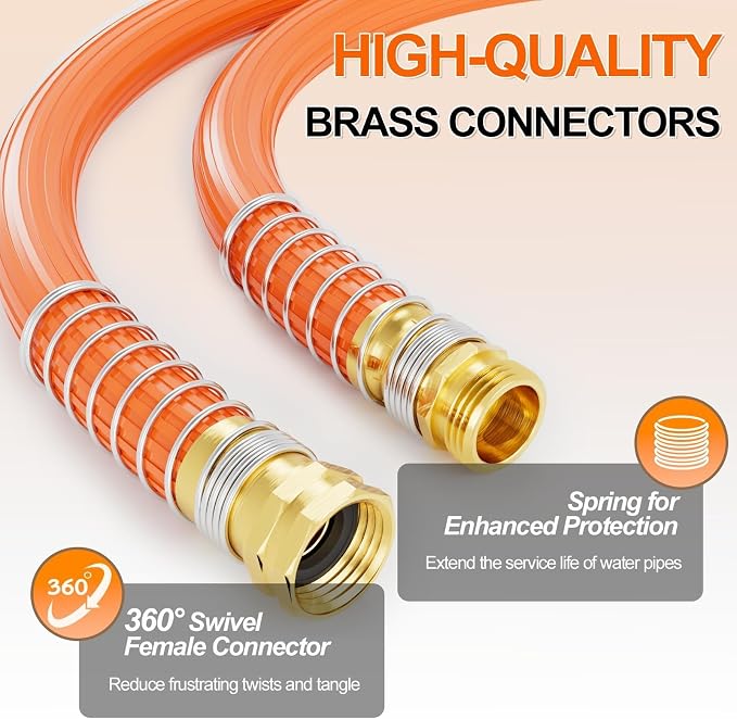 SPECILITE 3/4'' Heavy Duty Rubber Garden Hose 50FT, 1300psi Burst, 450psi Working, Hot/Cold Water Hose, -50℉ -170℉, 5 Layered Pipe, UV Resistant, 3/4" Brass Fittings for Outdoor, Agriculture