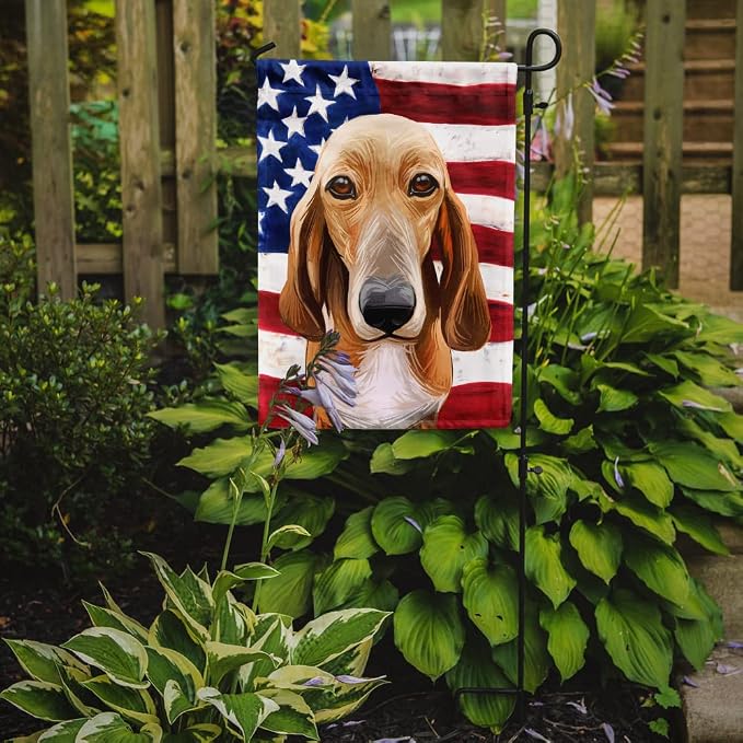 Caroline's Treasures CK6693GF Schweizer Laufhund Dog American Flag Garden Flag Mailbox Flag Decorative Yard Flag Banner Outside Patio Artwork Yard Flower Beds, Garden Size, Multicolor