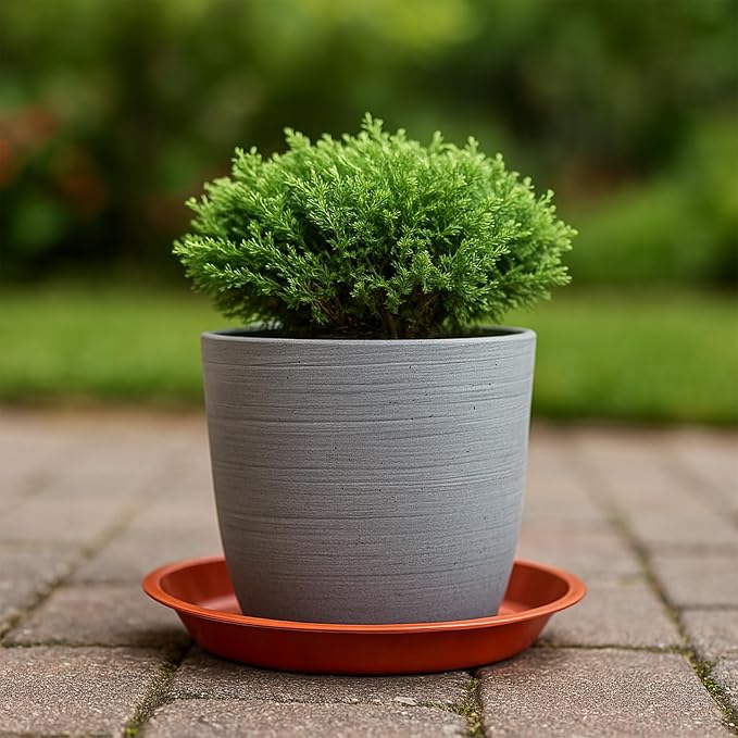 10 Pack Plant Saucer 20 Inches Plant Trays for Pots Plastic Round Drip Trays Flower Pot Saucers Black Planter Water Tray Plant Drainage Tray, Red