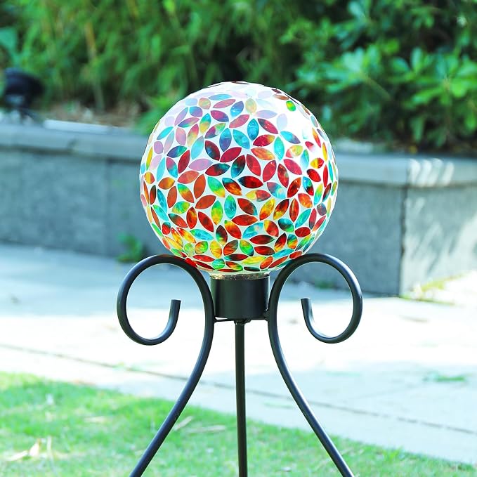 VCUTEKA Gazing Balls, 8" Glass Gazing Ball Sphere for Garden Outdoor Decor | Gazing Balls, Glass Mosaic Gazing Balls Sphere 8" Garden Globes for Garden Lawn Outdoor Yard Decorative