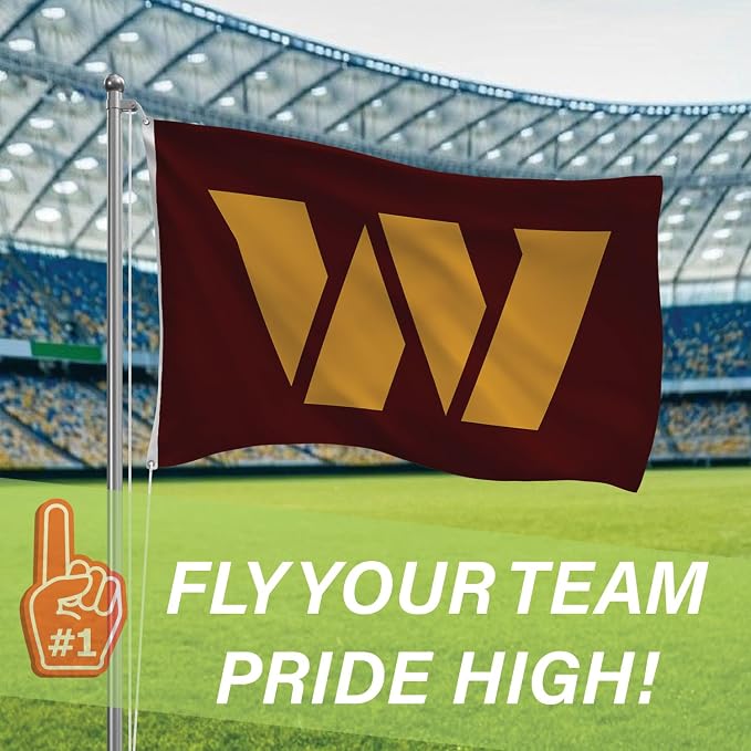 NFL Washington Commanders 3 x 5 Outdoor Durable House Flag with Grommets | Sport Team Flag & Banner | Indoor Wall Decor Flag for Room | Works with Flag Poles for Outside House