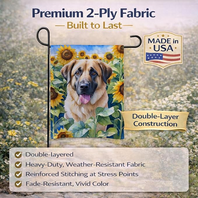 Caroline's Treasures DAC6012GF Anatolian Shepherd in Sunflowers Garden Flag Mailbox Flag Decorative Yard Flag Banner Outside Patio Artwork Yard Flower Beds, Garden Size, Multicolor