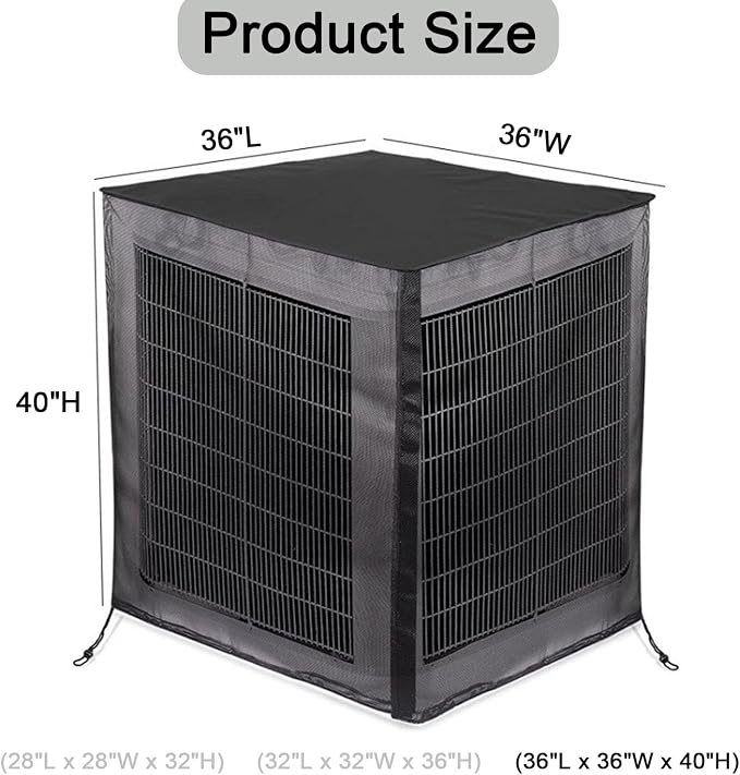 Air Conditioner Covers for Outside with 600D Detachable Breathable Waterproof Top, Winter AC Unit Covers Outdoor Against Cottonwood, Leaves, Snow (36"L x 36"W x 40"H)
