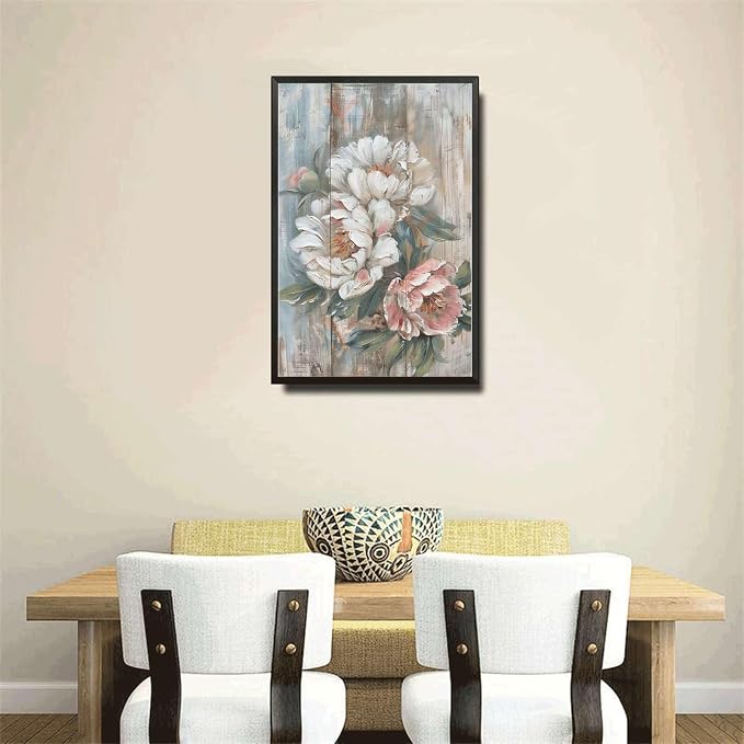 Metal Sign Tin Sign Vintage Rustic Display Peony Tin Sign for Easy Installation Weather Resistant Design and Vintage Grandeur Boho Decorations for Home Decor 12×16 Inches with Metal Frame