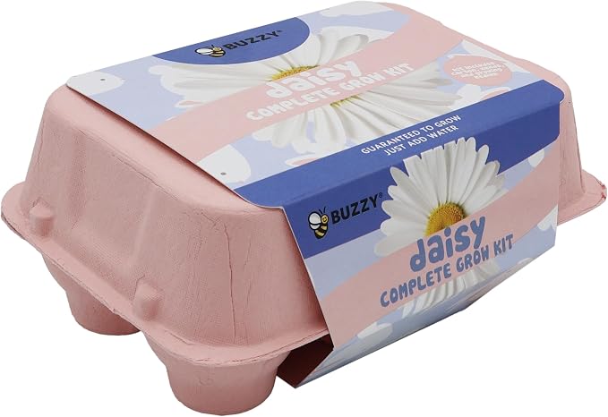 Buzzy Seeds Flower Starter Kit 2-Pack - Egg Carton Eco-Friendly Pots - Complete Indoor Gardening Kit with Seeds, Coconut Husk Growing Medium & Plantable Pots - 100% Grow Guarantee