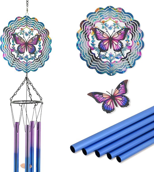 Butterfly Wind Chimes for Outside, Butterflies for Mom, Birthday Gifts for Women, Sympathy Memorial Festival Gifts, Garden Decor for Outside, Patio, Yard, Home, Porch