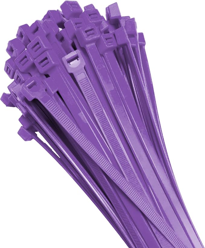 Electriduct 11" Nylon Cable Ties - 500 Pack of Self-Locking Zip Ties Color: Purple