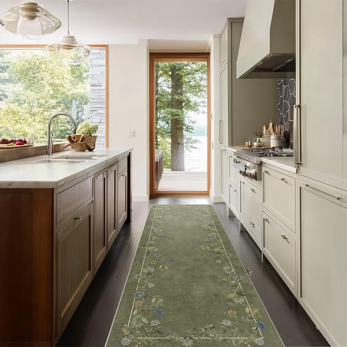 2x6 Washable Rug Runners for Hallways: Runner Rug Non Slip Backing Stain Resistant Low Pile Soft Indoor Floor Carpet Runners for Kitchen Entryway Hallways Bedroom Laundry Room Farmhouse Indoor