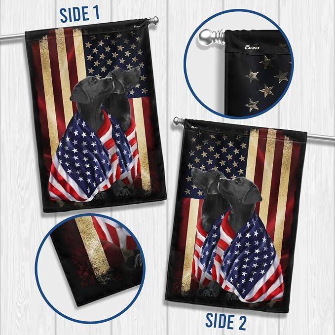 FLAGWIX Patriot American Dog Flag - Labrador Retriever Dogs Double Sided Flag - 4th of July Decorations for Home, Outside, Patriotic House Flag 30x40 Heavy Duty Canvas, Decorative Indoor Outdoor Flag