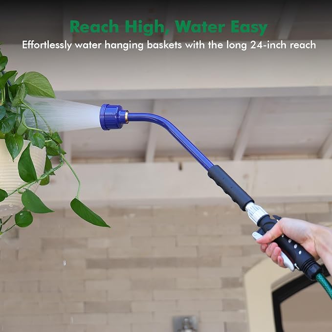 RESTMO Heavy Duty Full Metal 24 Inches Watering Wand, Gentle Soft Full Shower Sprayer Wand with Lockable Front Trigger, Hose Wand for Hanging Baskets, Shrubs, Plants, Flowers, Garden and Lawn, Purple