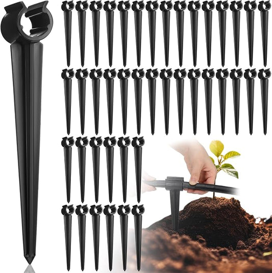 50 Pcs Irrigation Drip Support Stakes 1/2 Inch Tubing Hose Holder, Pipe Universal Drip Lines Tubing Hose for Gardening Patio Lawn Irrigation Growing
