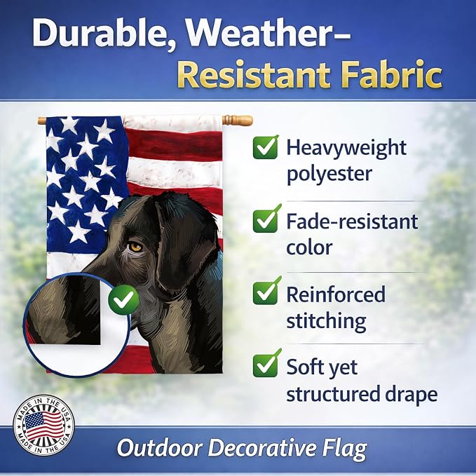 Caroline's Treasures CK6476CHF Portuguese Cattle Dog American Flag House Flag Large Porch Sleeve Pole Decorative Outside Yard Banner Artwork Wall Hanging, Polyester, House Size, Multicolor