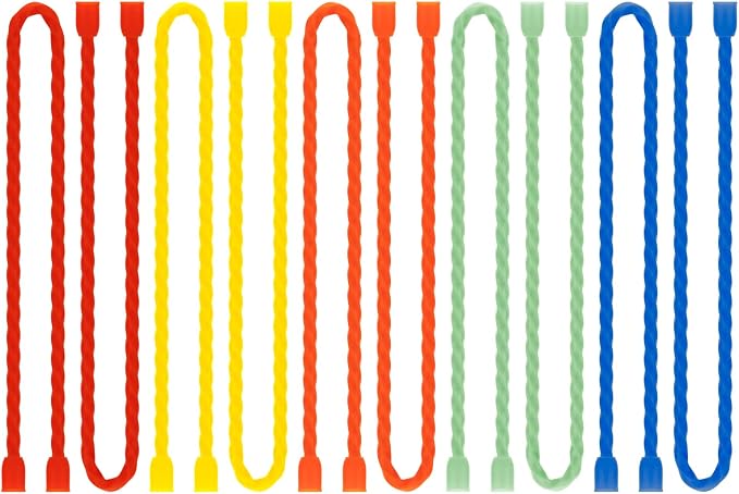 10 PCS 12-Inch Silicone Cable Ties - Reusable Twist Ties Bendable Steel-Core Rubber Cable Ties for Bundling and Holding, All Purpose Cord Tie for Indoor and Outdoor (5 Colors)