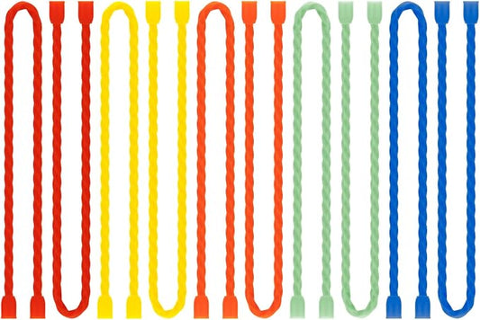 10 PCS 12-Inch Silicone Cable Ties - Reusable Twist Ties Bendable Steel-Core Rubber Cable Ties for Bundling and Holding, All Purpose Cord Tie for Indoor and Outdoor (5 Colors)