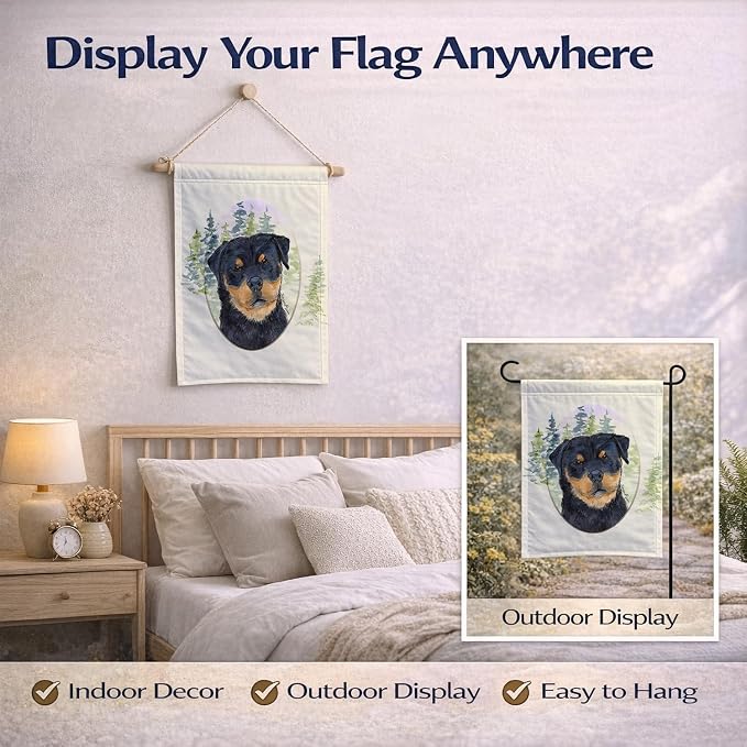 Caroline's Treasures SS8049GF Rottweiler Garden Flag Mailbox Flag Decorative Yard Flag Banner Outside Patio Artwork Yard Flower Beds, Garden Size, Multicolor