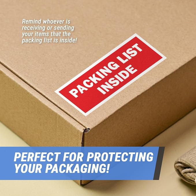 Packing List Labels, 1.5 x 4 inch, Red, 900 Labels | Packing List Inside Stickers, Freight Forwarding, Shipping & Handling, Semi-Gloss Coated