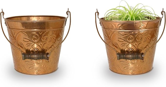 Headwind Vintage Collection - Floral New Penny Planter with Handles – 8 Inch Medium Flower Pots Decorative Plant Indoor – Plant Pots Indoor with Drainage By Robert Allen