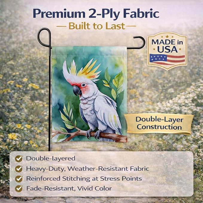 Caroline's Treasures Cockatoo Garden Flag Mailbox Flag Decorative Yard Flag Banner Outside Patio Artwork Yard Flower Beds, Garden Size, Multicolor