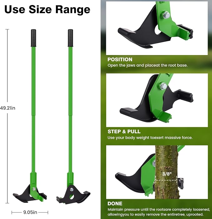 Heavy-Duty Tree Puller Tool – High-Leverage Sapling Puller for ¼ inch - 3/8'' inches Roots, Manual Root Remover for Shrubs, Vines & Thorns, Eco-Friendly Garden Tool