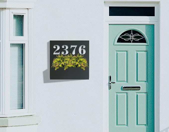 Personalized Address Sign with Planter Box, Personalized Metal Address Planter, Custom House Numbers, Address Planter Box, House Numbers Sign…, design 49