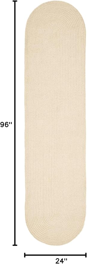 Superior Jute Oval Indoor Runner Rug, Cream