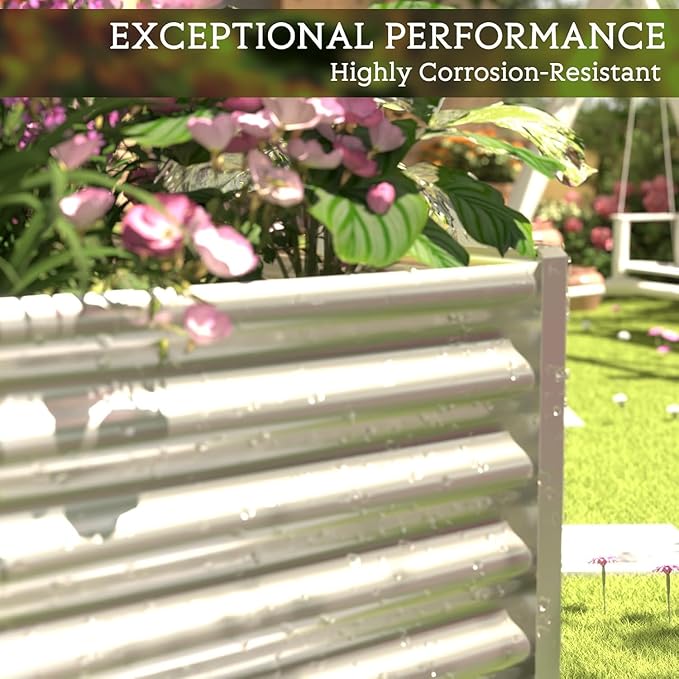 4pcs Galvanized Raised Garden Bed Outdoor,Above Ground Garden Bed for Vegetable,Metal Raised Beds for Flower,Steel Raised Beds for Gardening - 4x2ft