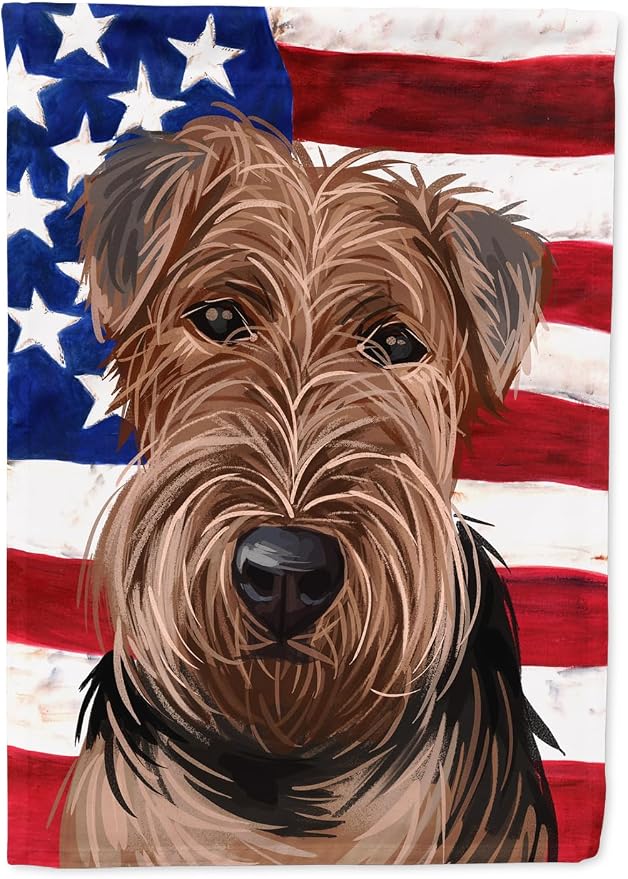 Caroline's Treasures CK6754GF Welsh Terrier American Flag Garden Flag Mailbox Flag Decorative Yard Flag Banner Outside Patio Artwork Yard Flower Beds, Garden Size, Multicolor