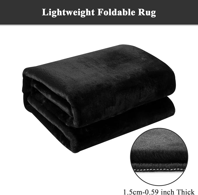 SHACOS Ultra Soft Faux Rabbit Fur Area Rug 4'x6', Non Slip Washable Padded Living Room Rugs, Fluffy Cozy Indoor Modern Carpet for Bedroom Dining Room Kids Room Dorm Home Decor, Black