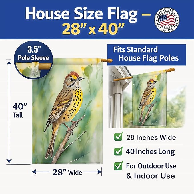 Caroline's Treasures Alabama Yellowhammer House Flag Large Porch Sleeve Pole Decorative Outside Yard Banner Artwork Wall Hanging, Polyester, House Size, Multicolor